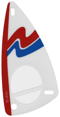 Plastic Triangle 6 x 12 Sail with Red and Blue Wavy Stripes on White Background Pattern