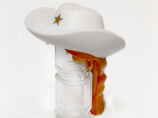 Minifigure, Hair Combo, Hat with Hair, Cowboy with Star and Medium Nougat Hair in Braid Pattern