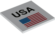 Tile 6 x 6 with Bottom Tubes with 'USA' and United States of America Flag Pattern