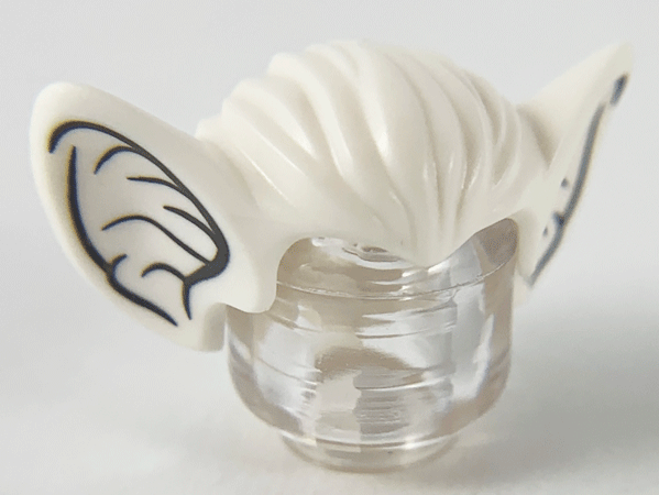 Minifigure, Hair Bat Ears with Dark Bluish Gray Inner Ear Contour Lines Pattern