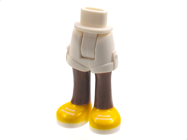Mini Doll Hips and Shorts Folded Hem with Medium Brown Legs and Yellow Shoes with White Soles and Laces Pattern - Thick Hinge