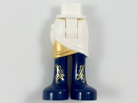 Mini Doll Hips and Skirt Wrap with Gold Layer and Dark Blue Long Boots with Gold Filigree Pattern - Thick Hinge