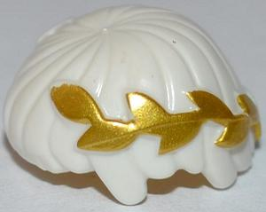 Minifigure, Hair Short, Straight Cut Fringe with Gold Laurel Wreath Pattern