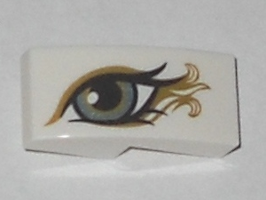 Slope, Curved 2 x 1 x 2/3 with Metallic Light Blue Eye with Gold Highlights Pattern Model Left Side