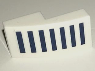 Slope, Curved 2 x 1 x 2/3 with 7 Dark Blue Stripes Pattern (BrickHeadz Commander Cody Helmet Side)