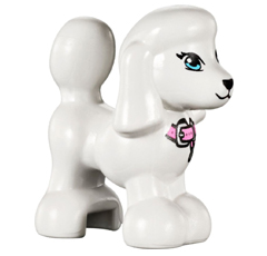 Dog, Friends Style, Poodle with Bright Light Blue Eyes with Eyelashes, Black Nose, Bright Pink Collar with Silver Buckle and Tag Pattern (Lady / Tina)