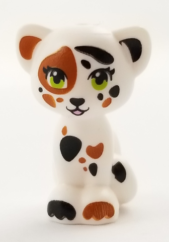 Cat, Friends Style, Sitting with Lime Eyes, Eyelashes, Black and Dark Orange Inner Ears, Patches and Paws Pattern (Vega)