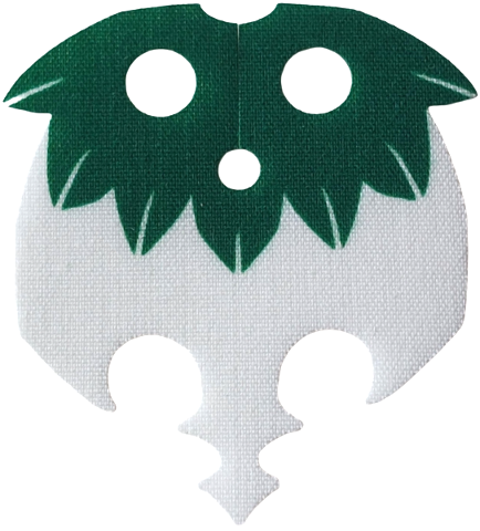 Minifigure Cape Cloth, Ragged with Pointed Arrow with Dark Green Shoulder Pads Pattern (Pokémon Zinnia Cloak) in White