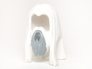 Minifigure, Hair Long Straight with Center Part and Beard with Light Bluish Gray and Dark Bluish Gray Pattern