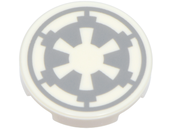 Tile, Round 2 x 2 with Bottom Stud Holder with Light Bluish Gray SW Imperial Logo Pattern