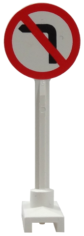 Road Sign Round with No Left Turn Pattern