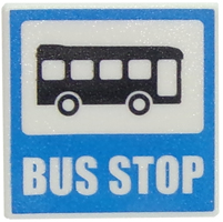 Road Sign 2 x 2 Square with Open O Clip with Bus and 'BUS STOP' Pattern