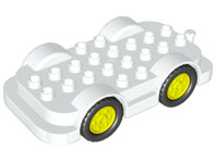 Duplo Car Base 4 x 8 with Neon Yellow Wheels with Black Tires