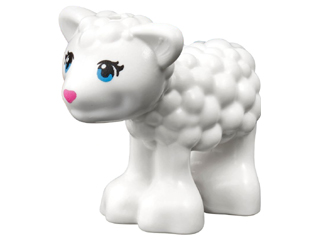 Sheep, Baby Lamb, Friends Style with Dark Azure Eyes, Dark Pink Nose and Black Eyelashes Pattern