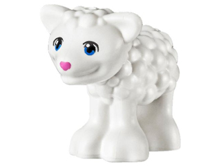 Sheep, Baby Lamb, Friends Style with Blue Eyes and Dark Pink Nose Pattern