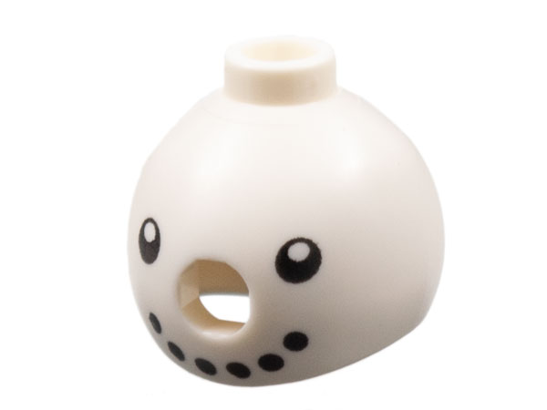 Minifigure, Headgear Head Cover, Costume Snowman with Black Coal Eyes and Mouth Pattern