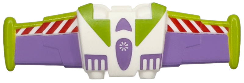 Minifigure Wings Mechanical Extended with Stud Holders with Red and White Danger Stripes, Medium Lavender and Lime Details Pattern