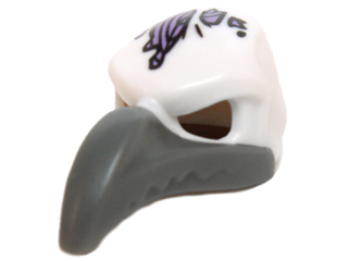 Minifigure, Headgear Mask Bird (Vulture) with Dark Bluish Gray Beak and Purple Head Patches Pattern
