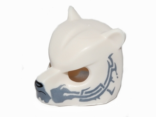 Minifigure, Headgear Mask Bear with Black Nose, One Fang, Sand Blue Chin and Sand Blue Markings Pattern
