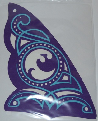 Cloth Sail Triangular 16 x 23 with 3 Holes with Dark Purple and Medium Azure Ornaments and Water Power Icon Pattern