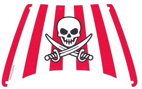 Cloth Sail 28 x 18 Bottom with Red Stripes, Skull and Crossed Swords Pattern