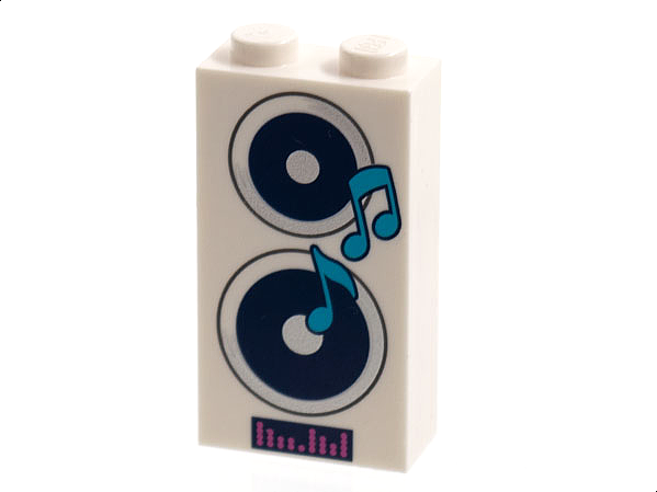 Brick 1 x 2 x 3 with Black and Silver Speakers, Medium Azure Music Notes, Magenta Equalizer Pattern