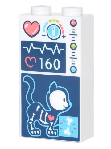 Brick 1 x 2 x 3 with Medical Data, Heart, Temperature, Pulse, and Cat X-Ray Pattern