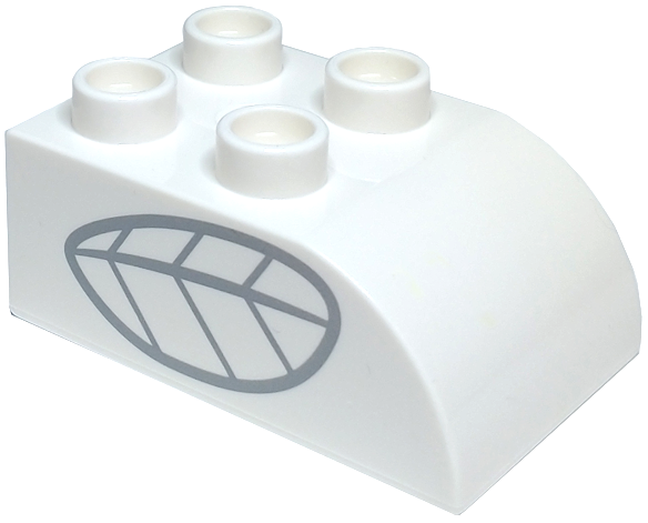 Duplo, Brick 2 x 3 Slope Curved with Dark Bluish Gray Wing / Leaf Pattern on Both Sides