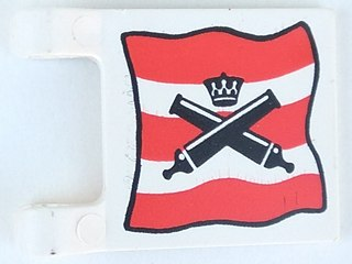 Flag 2 x 2 Square with Crossed Cannons over Red Stripes, Black Outline Pattern