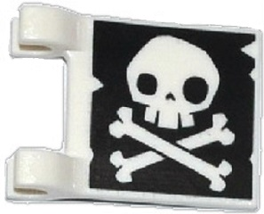 Flag 2 x 2 Square with Skull and Crossbones with No Lower Jaw on Black Background Pattern on Both Sides (Jolly Roger)
