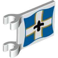 Flag 2 x 2 Square with Imperial Soldier Black Symbol over White Cross on Blue Background with Yellow Border Pattern