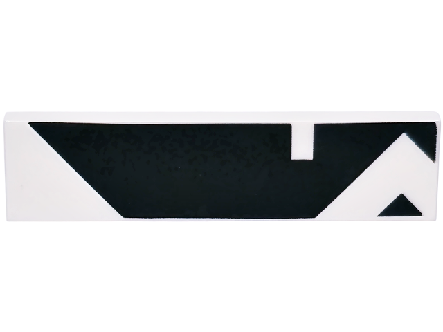 Tile 1 x 4 with Black Triangle and Geometric Shape with Side Notch Pattern