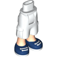 Mini Doll Hips and Trousers Cropped Large Pockets, Light Nougat Legs and Dark Blue Sneakers Pattern - Thick Hinge