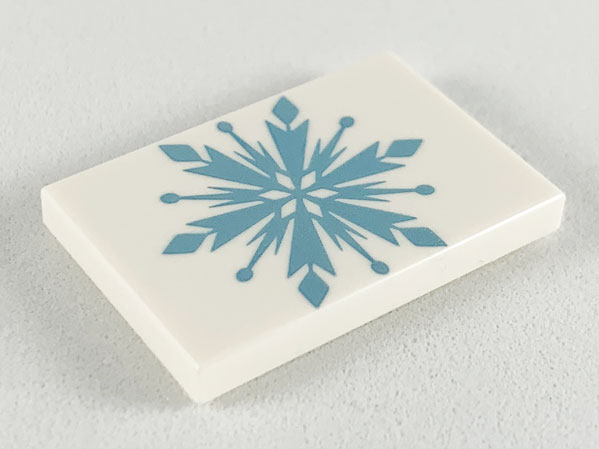 Tile 2 x 3 with Metallic Light Blue Snowflake Pattern