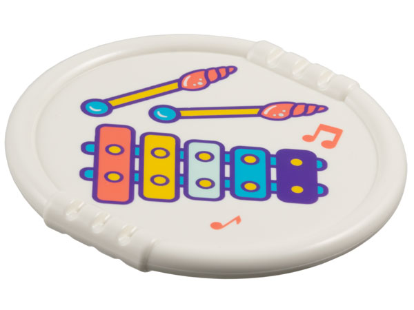 Duplo Utensil Disk with Coral, Bright Light Orange, Bright Light Blue, Dark Azure, Dark Purple Xylophone, Shell Mallets and Music Notes Pattern