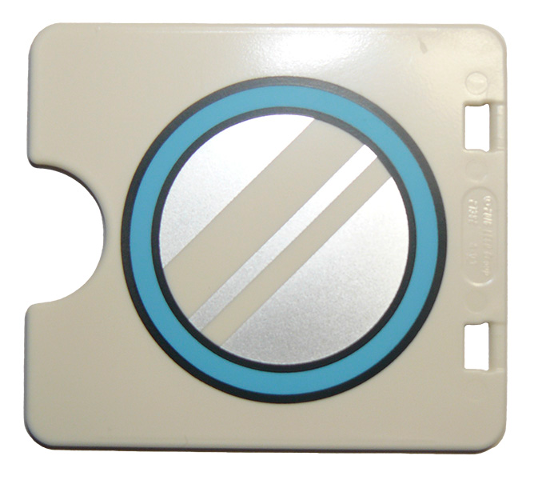 Duplo Door / Window Pane 1 x 4 x 3 with Semi Oval Cutout with Round Mirror and Medium Azure Border Pattern