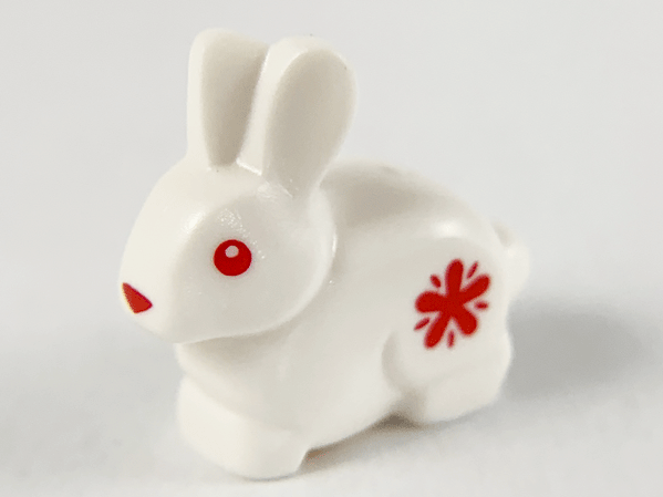Bunny / Rabbit with Red Eyes, Nose and Flowers Pattern