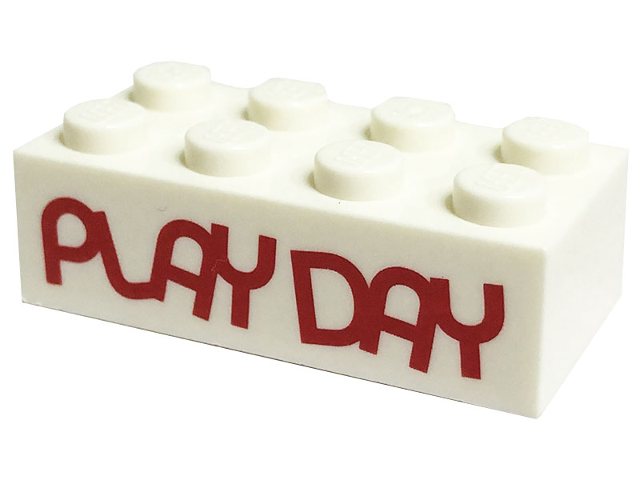 Brick 2 x 4 with Red 'PLAY DAY' Pattern (Play Day 2018 / 2019)