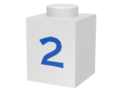 Brick 1 x 1 with Blue Number 2 Pattern