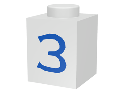 Brick 1 x 1 with Blue Number 3 Pattern