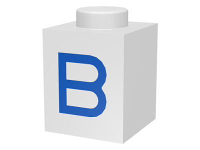 Brick 1 x 1 with Blue Capital Letter B Pattern