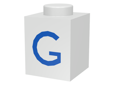 Brick 1 x 1 with Blue Capital Letter G Pattern