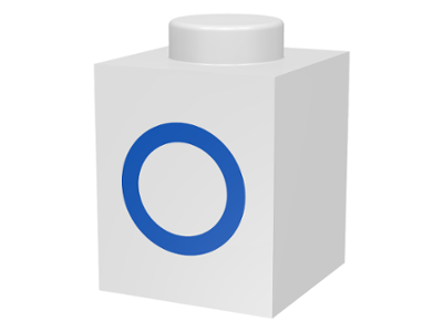 Brick 1 x 1 with Blue Capital Letter O Pattern