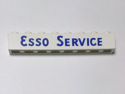 Brick 1 x 8 with Blue 'ESSO SERVICE' Long Pattern
