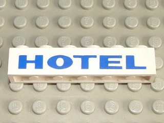Brick 1 x 6 with Blue 'HOTEL' Thick Pattern