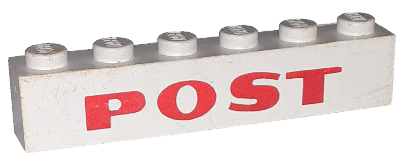 Brick 1 x 6 with Red 'POST' Pattern
