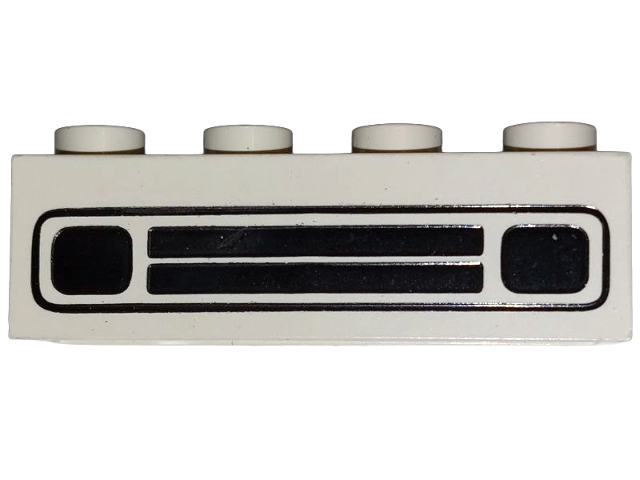 Brick 1 x 4 with Car Grille Black Pattern (Debossed Print)