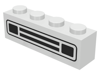 Grill FRONT GRILL White 3010 printed Lego 3010p04 --- 1 x 4 