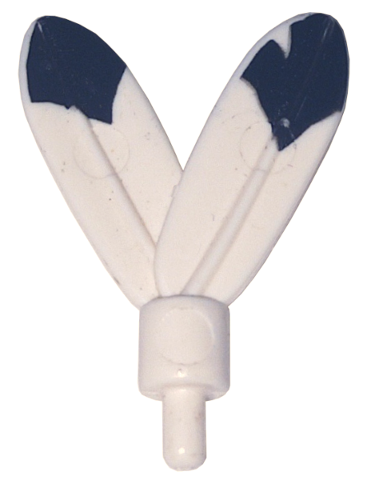 Minifigure, Plume Feathers with Small Pin with Black Tips Pattern on Both Sides
