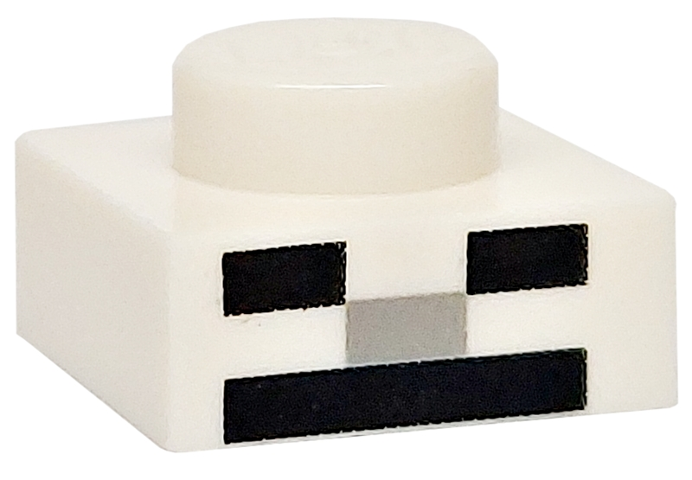 Plate 1 x 1 with Black and Light Bluish Gray Rectangles without Nose Outline Pattern (Minecraft Micromob Skeleton Face)